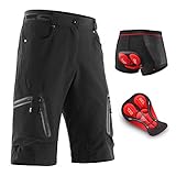 Beylore Baggy MTB Hose Herren Kurz Gepolstert, Upgrade Radlerhose Herren mit Sitzpolster, 3D Gel Fahrradunterhose Herren, Schnelltrocknende Atmungsaktiv Downhill Mountenbike Radhose,Schwarz,M