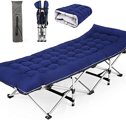 Nictemaw Folding Camping Cot, Portable Camping Cot for Adults, 900LBS Heavy Duty Sleeping Cots with Carry Bag, Double Layer Oxford Portable Travel Camp Cots for Outdoor Camp Beach Home Office Nap
