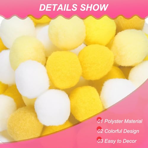 Mini pompons de 25 mm pelucheux couleur jaune pour customisation textile de qualité - 3