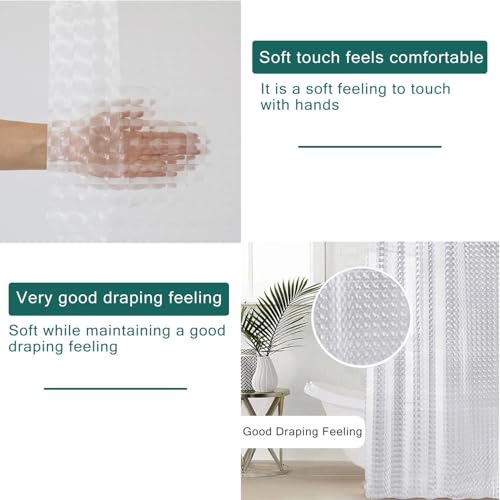 IGINOA Duschvorhang 180x200 Transparent Durchsichtig Weiß Antischimmel Badevorhang Shower Curtains Anti Schimmel Wasserdicht mit ösen Magnet Schimmelresistent Badewanne Vorhang Bathroom Curtain