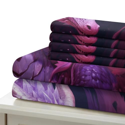 Parure housse de couette dragon 3D 200x200 en microfibre douce