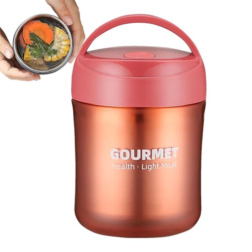 Recipiente aislado para alimentos, 500 ml, de acero inoxidable a prueba de fugas con tapa de asa, vidrio sellado al vacío para alimentos calientes o fríos, sopas y líquidos, perfecto para la