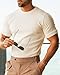 Men's Dress T Shirts Summer Casual Shirts Athletic Fit Knitted Crewneck Pullover Shirts Beige