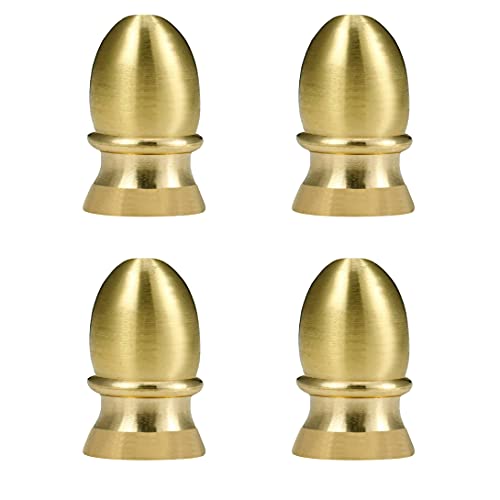 Image of ECUDIS Pack of 4 Solid Metal Lamp Finials Caps Knob for Lamp Shade Harp Holder (Brass)