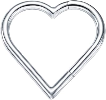VOJO 16G G23 Titanium Daith Piercing Earrings Jewelry Heart Clicker Cartilage Tragus for Women and Girls