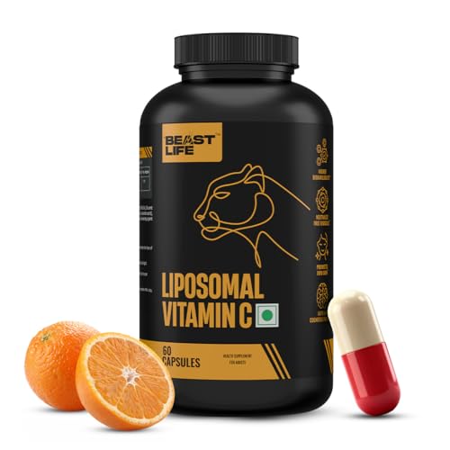 Image of BeastLife Liposomal Vitamin C | Higher bioavailability | Neutralizes free radicals | Promotes firm skin Health | Improve cognitive function Immunity Support- Fast Absorption & Bioavailability | 60 Capsules