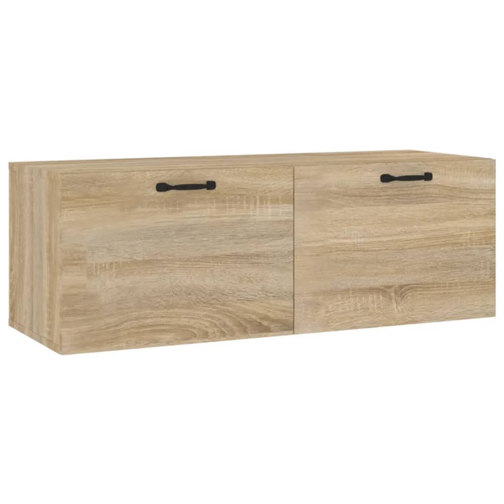 Meuble flottant design chêne Sonoma 100 cm avec tiroirs pour rangement mural