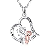 CRMAD Collar de plata de ley para hermana de hermano para hermana, regalo de cumpleaños y Navidad, 22*22, Plata esterlina, No es una piedra preciosa