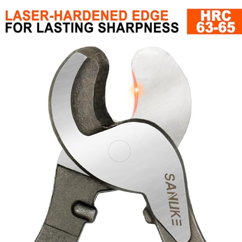 10 Inch Cable Cutters, Sanuke High Leverage Cable Cutter Heavy Duty Industrial Strength Electrical Wire Cutters for Cutting Aluminum Copper Communication Cables by Sanuke - Image 4
