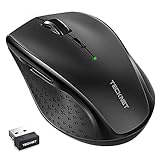 TECKNET Classic 2.4G Portable Optical Wireless Mouse with USB Nano Receiver for Notebook,PC,Laptop,Computer,6 Buttons,30 Months Battery Life,4800 DPI,6 Adjustment Levels (Black)