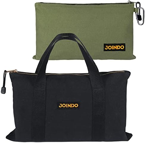 JOINDO Canvas Tool Bag, Tool Pouch with Handle, Heavy Duty Tool Bag with Zipper, Multipurpose Tool Organizer Pouch with Durable Carabiner, 2 Pack
