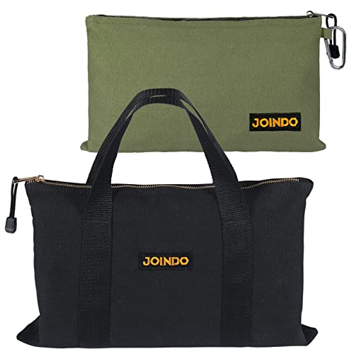 Joindo Canvas Tool Bag, Tool Pouch With Handle, Heavy Duty Tool Bag With Zipper, Multipurpose Tool Organizer Pouch With Durable Carabiner, 2 Pack #TOP1