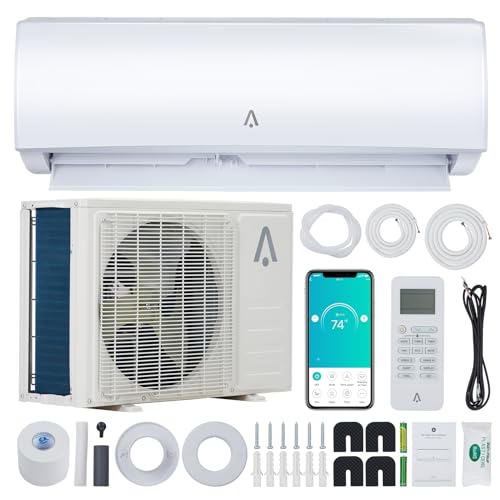 12000 Btus Wifi Enabled Split-System Air Conditioners, R454B 20 SEER2 115V Inverter Ductless Split AC Unit With Pre-Charged Condenser, Heat Pump & Ins
