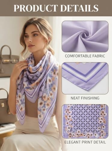 Image of Ravaiyaa - Attitude is everything Women Printed Silk Bandana 21 x 21 Inch Square Headband & Hair Wrap, Soft & Versatile | Fashion Neck Wrap