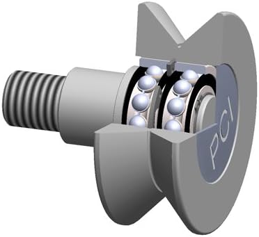 PCI Procal Inc. VTRE-2.00 V-Groove Cam Follower - 2.0000 in Roller Dia, 0.8438 in Roller Width, 1.3750 in Point Dia, Double Seal