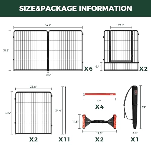 Image of FXW Instant Unleashed Dog Playpen, Portable Pet Fence for Outdoor, RV Trips, and Camping, 32 inch, 16 Panels for Small and Medium Dogs with Easy-Carry Straps (2 Pack) and Stake Bag│Patented