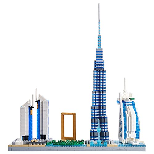 YUJNS Dubai Skylines Architecture Model Kits Micro Block Set and Gift for Kids and Adults ,Micro Mini Block 2545 Pieces ï¼ˆwith Color Package Boxï¼‰