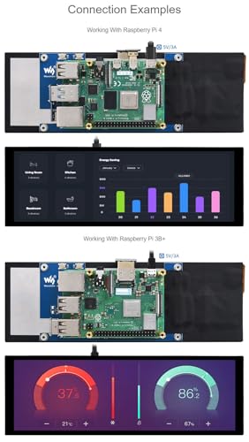 Image of waveshare 7.9inch Capacitive Touch Screen LCD Compatible with Raspberry Pi 5 /4B /3B+ /3A+ /2B /B+ /A+ /Zero /Zero W /WH /Zero 2W CM3+ /4 400x1280 Resolution HDMI IPS Supports Jetson Nano /Windows