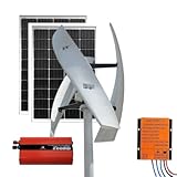 3000W Maglev Vertical Axis Wind Turbine Kit + 200W Solar Panels | 12/24/48V Hybrid System W/2000W Inverter & Controller | Household Wind Generator(48V)