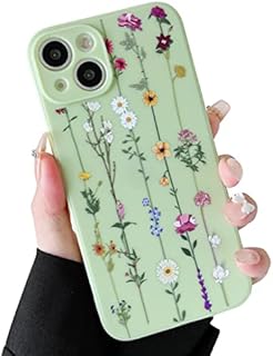 ZTOFERA Floral Soft Case Compatible with iPhone 13 for Girls Women, Ultra Slim Flexible Silicone Protective Phone Case with Cute Climbing Flowers Pattern Shockproof Bumper Cover for iPhone 13, Green