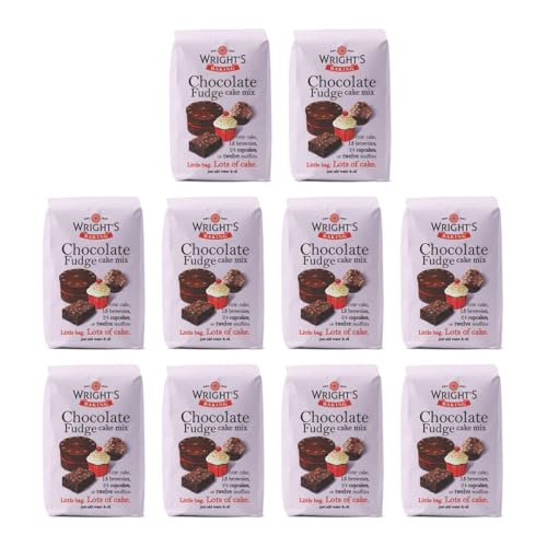 Wright's Baking Chocolate Fudge Cake Mix 10x500g - Rich, Moist & Versatile Mix for Cakes, Brownies, Muffins, Cupcakes - Just Add Water & Oil - Suitable for Vegetarians (NP)