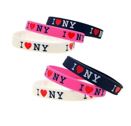 ZENRUIMING 6pcs I love New York silicone bracelets, New York travel souvenirs, outdoor sports accessories