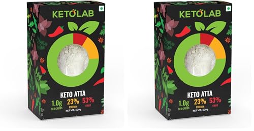 Image of Ketolab Keto Aata Flour, 500 Gms (Pack of 4), 1g Net Carb & 23% High Protein /Soft Roti, Identical to Wheat Flour, Low Carb, Pre-Biotic High Fibre, Low GI, Keto Diet, Weight Loss, Diabetic Friendly