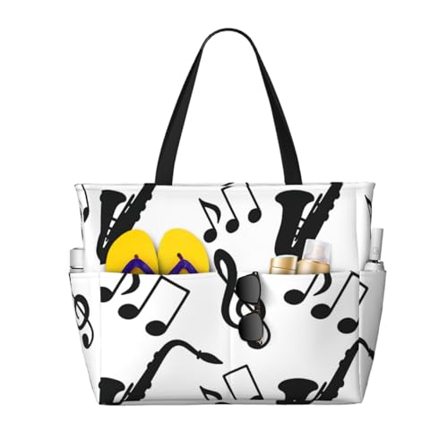 Sac de plage saxophone grand volume pour femme résout le manque de place avec ses larges poignées