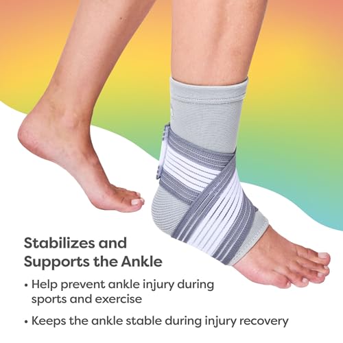 ZenToes Ankle Support Brace for Women and Men, Easy to Use Compression Sleeve with Adjustable Stabilizer Wrap, Wear with Shoes and Socks, Helps Prevent Sprained Ankle Injury - 1 Count (Gray, Wide - Image 3