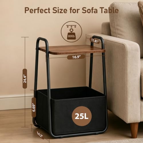 Synlajoy Side Table,Small End Table with Storage,Nightstands,Metal Frame | Bedside Table with Fabric Drawer for Living Room, Rustic Brown, for Bedroom& Bathroom& Outdoor& Office - image 4
