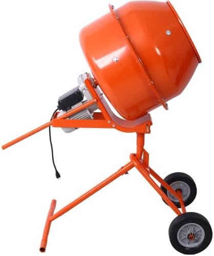 370W Portable Electric Concrete Mixer Cement Mixing Barrow Machine Mixing Mortar Handle with Wheel (4.6 cu/ft.) 120V Power Cement Mixer Machine for Stucco Mortar Seeds Fodder