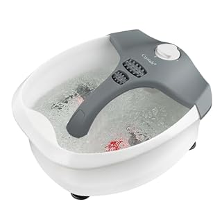 Crystals Foot Spa + Massager Bath with Electric Controller, Bubbles, Soothing Vibration Massage Rollers, Infrared Lights for Tired Feet Therapeutic, 80 Watt (Foot Spa), Grey