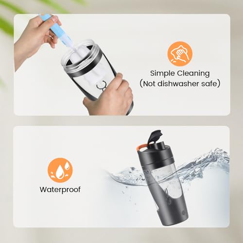 Electric Protein Shaker Bottle 700ml, USB Rechargeable Blender Cup for Protein Shakes & Smoothies, BPA-Free Tritan, 7500 RPM Powerful Mixing, Leak-Proof Portable Shaker with Storage Compartment(Black) - Image 5