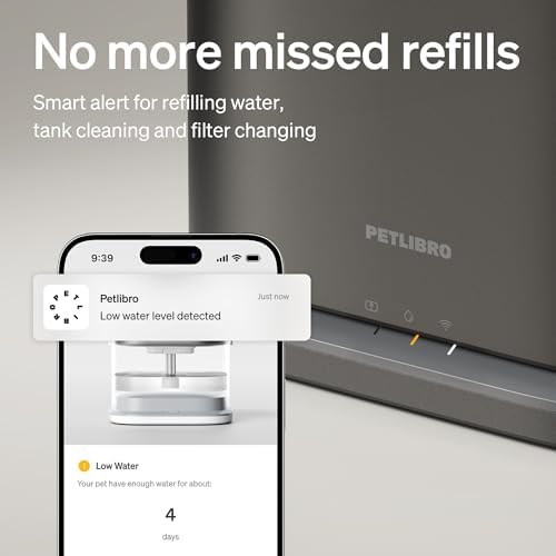 PETLIBRO Upgrade Cat Water Fountain Stainless Steel Tray, Dockstream 2 Cat Fountain Indoor, 3L/101oz Auto Cat Fountains for Drinking, App Monitoring Pet Water Fountain Dog, 5G WiFi Cat Water Dispenser — view 4