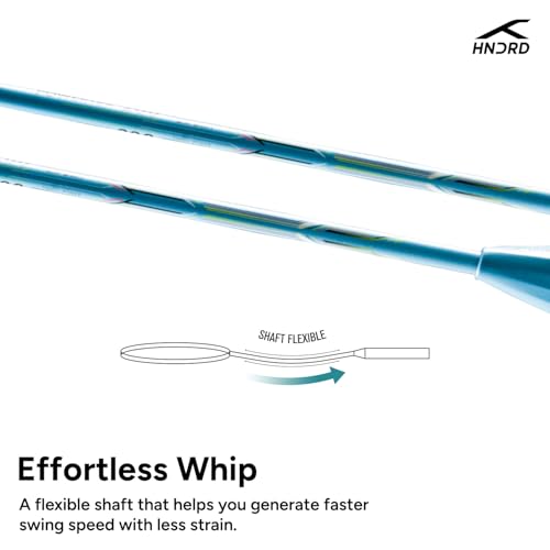 Image of Hundred Powertek 200 Aluminium Badminton Racket Combo, 2 Strung Rackets with 1 Full Cover & 3 Aura Nylon Shuttlecocks, Lightweight Shuttle Bats for Match Play