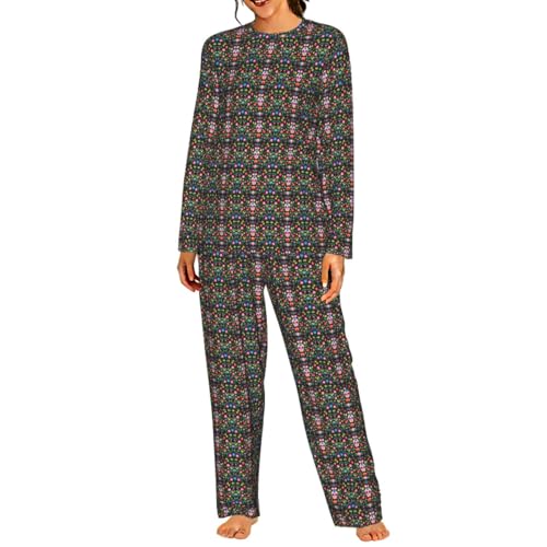 Pyjama imprimé sucre et crânes pour femme ensemble à manches longues