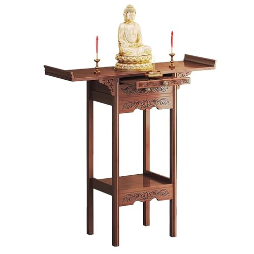 Mesa de Altar de Bambú Brass 45x33x104cm con Cajón de Estilo Chino 2