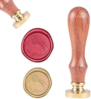 CRASPIRE Wax Seal Stamp, Vintage Wax Sealing Stamps Rabbit Retro Wood Stamp Removable Brass Head 25mm for Wedding Envelopes Invitations Embellishment Bottle Decoration Gift Packing