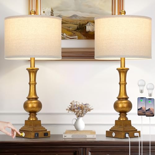 Farmhouse Table Lamps for Living Room, 26" Vintage Table Lamp