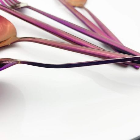 Image of Sterling Set | Satin Finish French Style Stainless Steel Flatware Set with Giftable Box | Dishwasher Safe Tableware for Home, Restaurant & Corporate Gifting (Raspberry Purple, 24 Pieces)