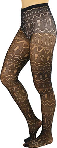 Image of ToBeInStyle Women's Vintage Art Deco Chevron Ornate Design Tights Pantyhose