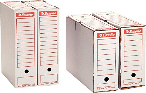 Esselte 1700 – Pack di 50 scatole per archiviazione di documenti, colore: bianco