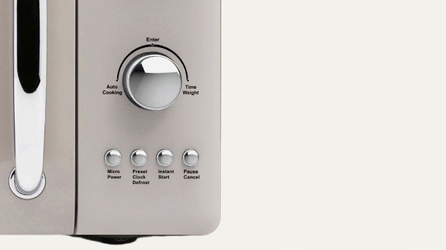 Haden 700 Watt 0.7 Cubic Foot Microwave Oven with Digital Controls, Defrost, and Instant Start Countertop Small Appliance, Ivory/Chrome