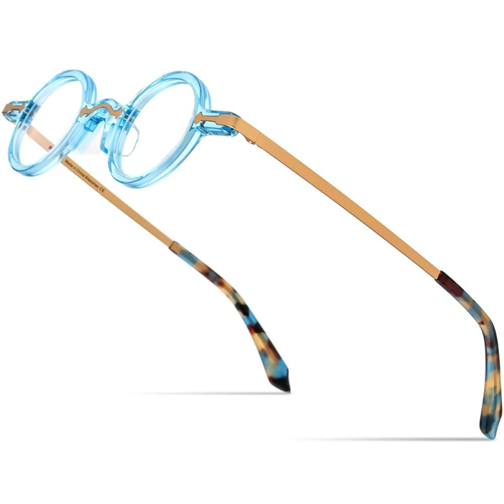 MUTYNE Montura de gafas de acetato para hombre, anteojos redondos pequeños Retro Vintage, gafas para mujer