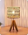 EDISHINE Small Table Lamp, Rattan Wood Tripod Bedside Lamp, Boho Nightstand Lamp for Living Room, End Table, Office, E26 Base, Natural Style