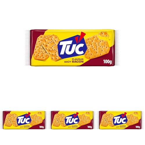 Tuc Galletas Saladas Sabor Bacon, 100g (Paquete de 4)