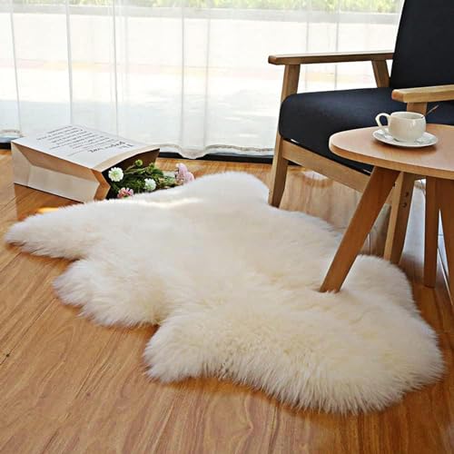 Woolous Schaffell Teppich Echt 90x60cm NatüRlicher NeuseeläNdischer Carpet, Extra Dicke Weiche...