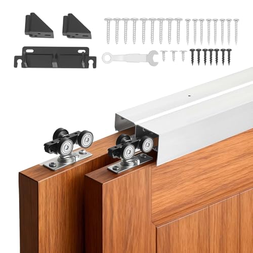 VEVOR Kit de Quincaillerie pour Porte Coulissante Parallèle, Système Coulissant pour Porte de Placard Double Rails 121,9 cm en Alliage d'Aluminium, pour...
