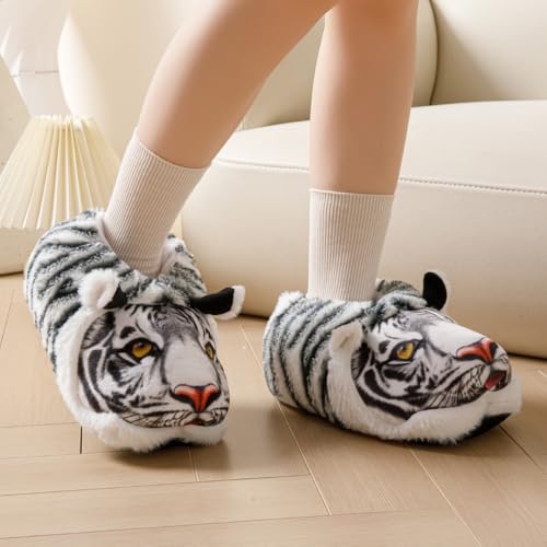 Image of Fluffy Hippo & Elephant Slippers - Oversized Warm House Slippers for Adults | Non-Slip Soft-Sole Indoor Slippers