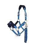 LeMieux Vogue Fleece Headcollar - Halter & Leadrope - Extra Padding, Adjustable at Curb and Poll Strap - Benetton Blue - Full